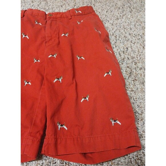 Polo Ralph Lauren Red Chino Shorts embroidered schnauzer dog print Size 33 - Picture 2 of 12